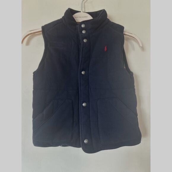 Polo Ralph Lauren Other - Polo Ralph Lauren Kids Quilted Cotton Vest w/ snaps Size 7 Navy Plaid Lining